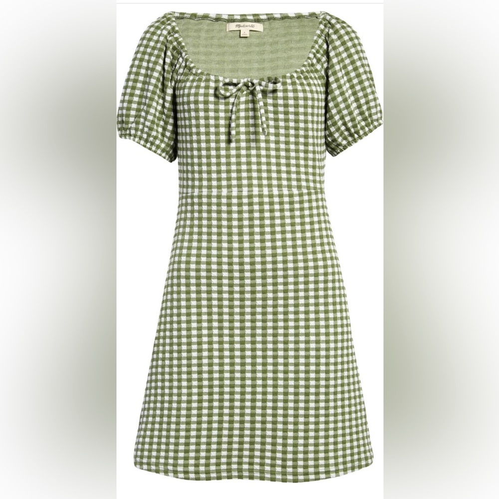 Madewell Green/White Gingham Dress Size M